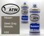 Preview: Nissan, Steel Gray Metallic, K50: 400ml Sprühdose + 400ml Klarlack - Set, von ATW Autoteile West.